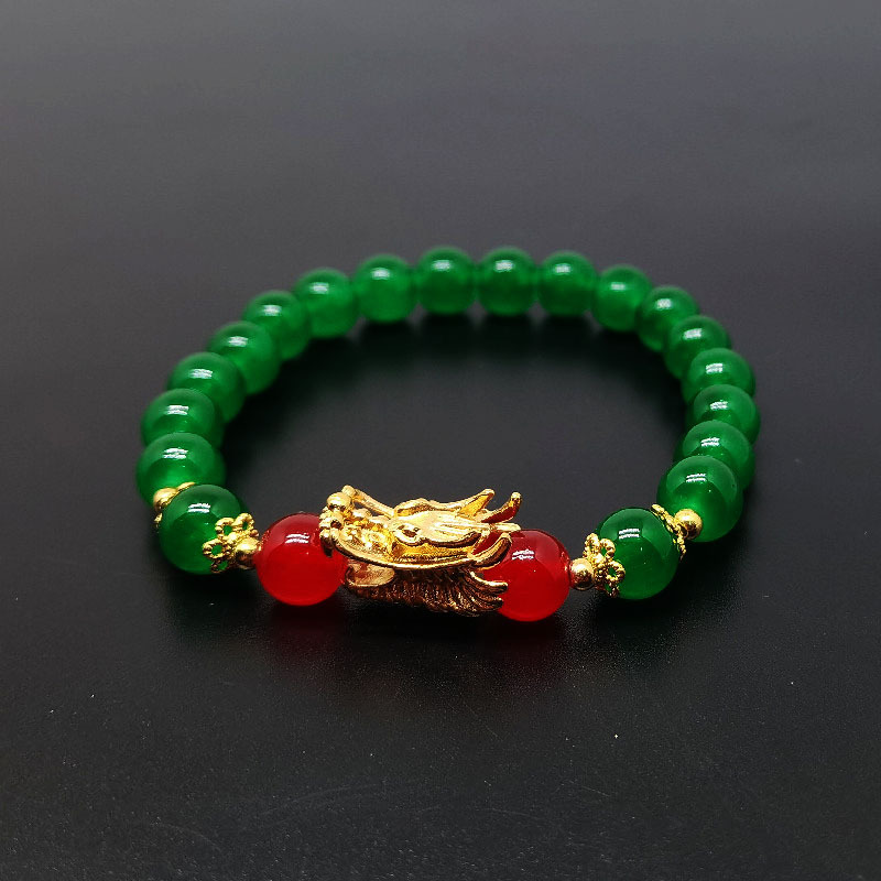 Hot-selling Glass Beads Dragon Year Red and Green Pink Bracelet Small Design Couple Friends Bracelet Night Market Tourist Scenic Spot