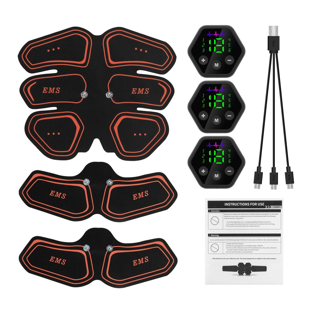 Factory direct supply Amazon digital display abdominal muscle stickers EMS muscle massage stickers outdoor sports abdominal fitness device