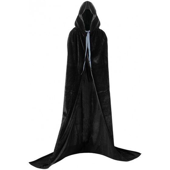 Black Halloween Cloak Medium Thick Cloak Hooded Velvet Coat Funny Coat Stage Coat Coat Coat