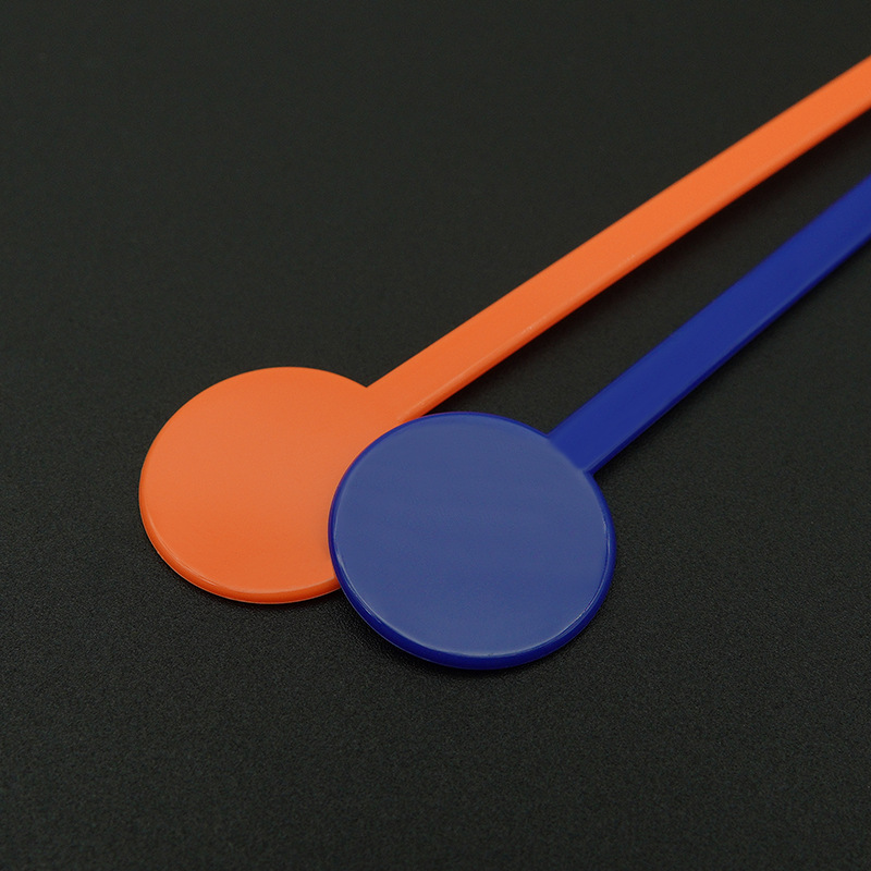 Round head plastic coffee stick KTV wine mixing stick plastic juice stick decorative round head beverage mixing stick can be printed LOGO