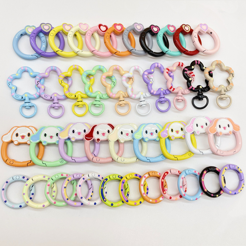 In stock candy color paint drop oil spring ring color open spring buckle small round metal hanging buckle jewelry accessories