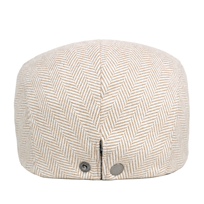 British style men's newsboy hat tweed adjustable beret autumn and winter warm forward hat casual peaked cap tide