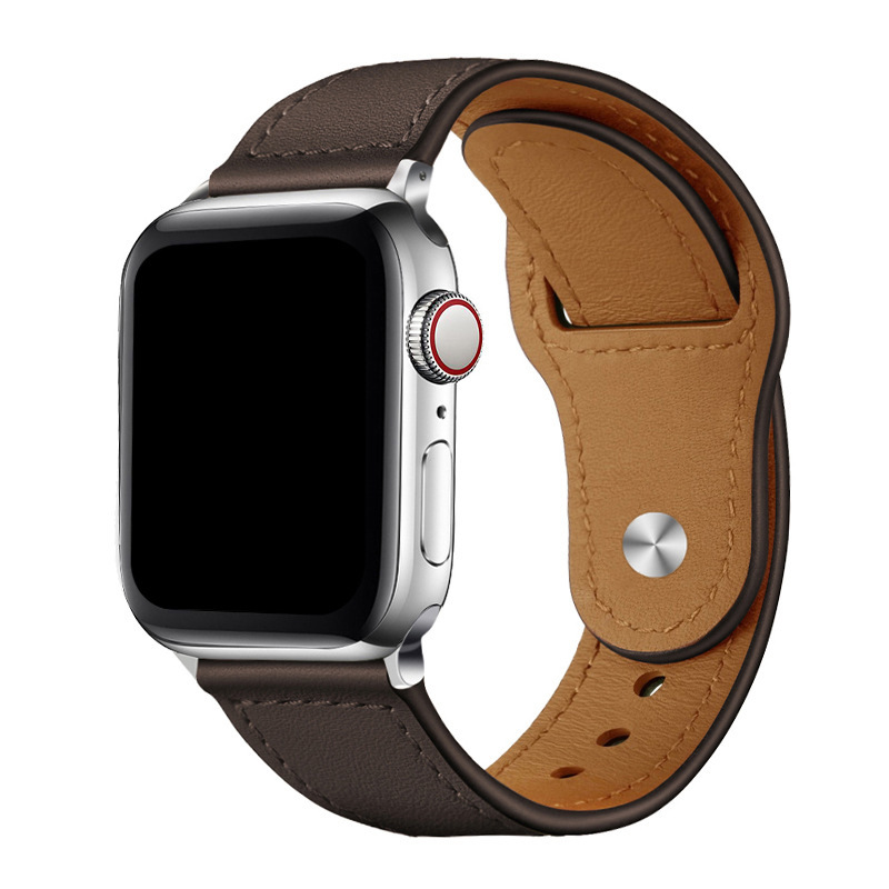 For Apple Watch applewatch9/8/7/se Retro Business Top Layer Leather iwatch Buckle Strap