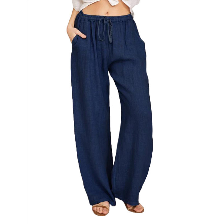 Cross-border women's clothing 2023 new European and American Amazon eBay European and American plus size loose cotton and linen casual trousers for women