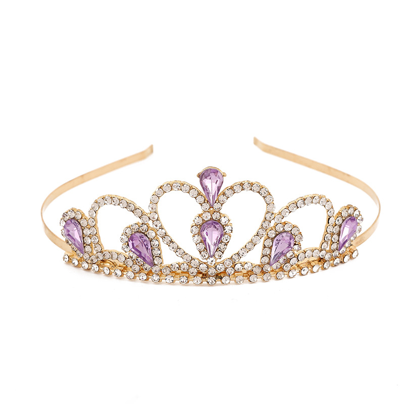 New Fashion Rhinestone Gold Plated Princess Hair Band Alloy Crown Princess Series Hair Accessories Crown Girl Dress Accessories