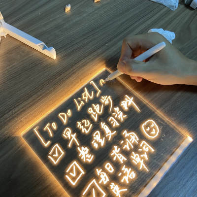 Erasable Clear Acrylic Children's Home Luminous Message Board Stall Handwriting Price Blackboard Mobile Writing Board