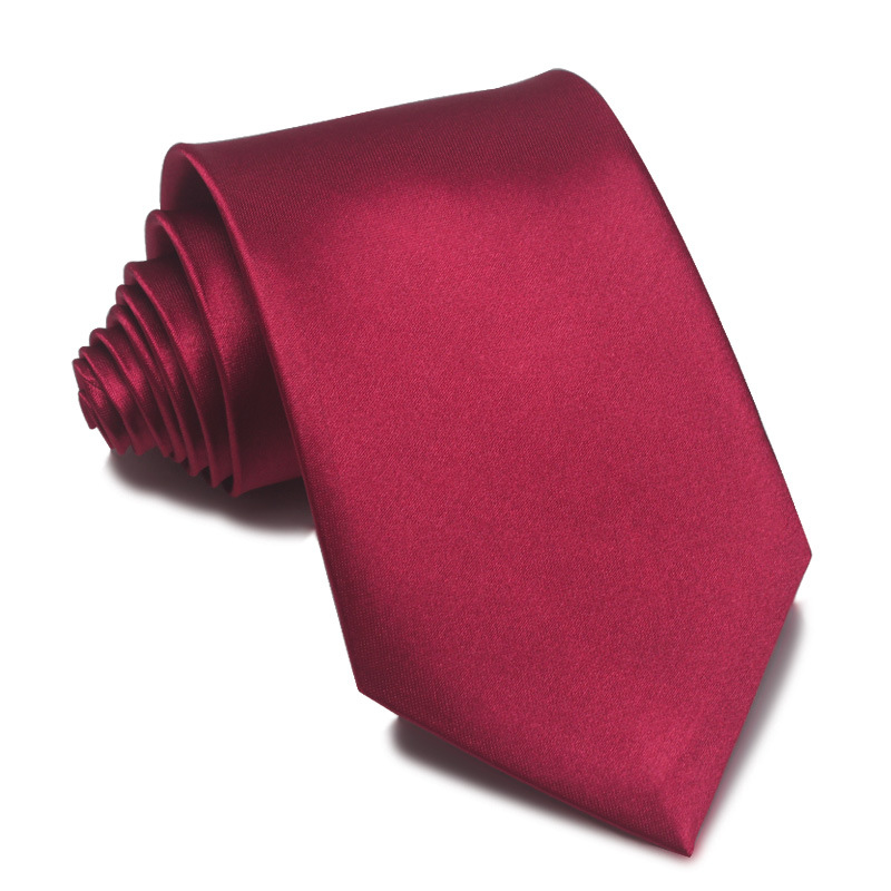 Men's 8CM hand tie solid color tie monochrome one color polyester silk business formal wear professional casual wholesale