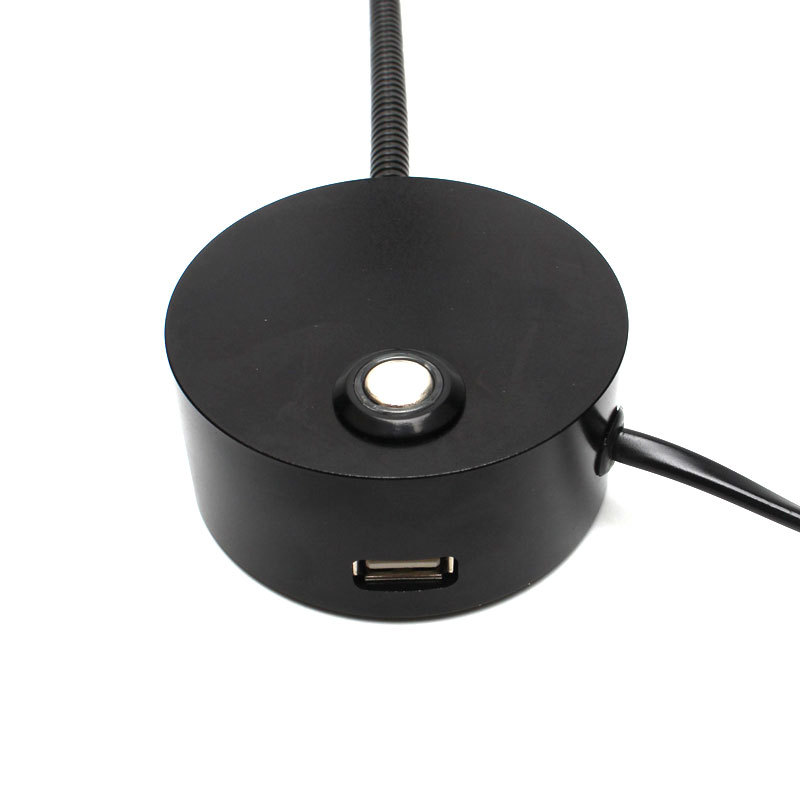 New cross-border new three-color dimming LED hose headboard reading wall lamp with plug cable USB charging port 2W
