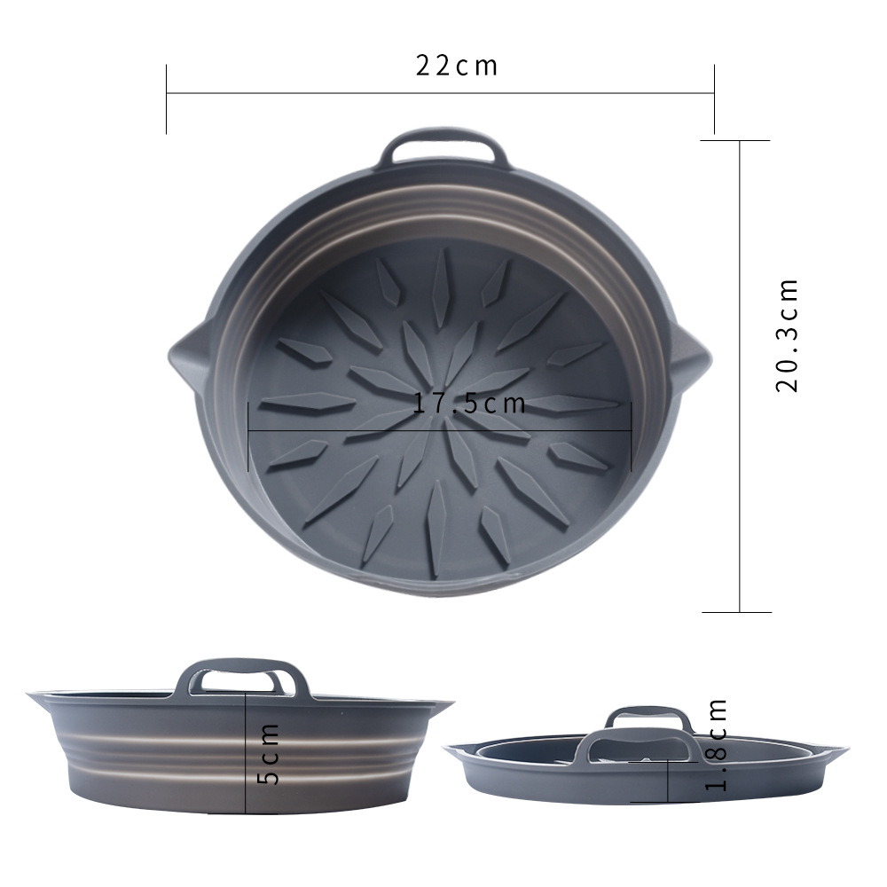 New foldable round air fryer food grade silicone baking tray Baking Mat household high temperature resistant reusable
