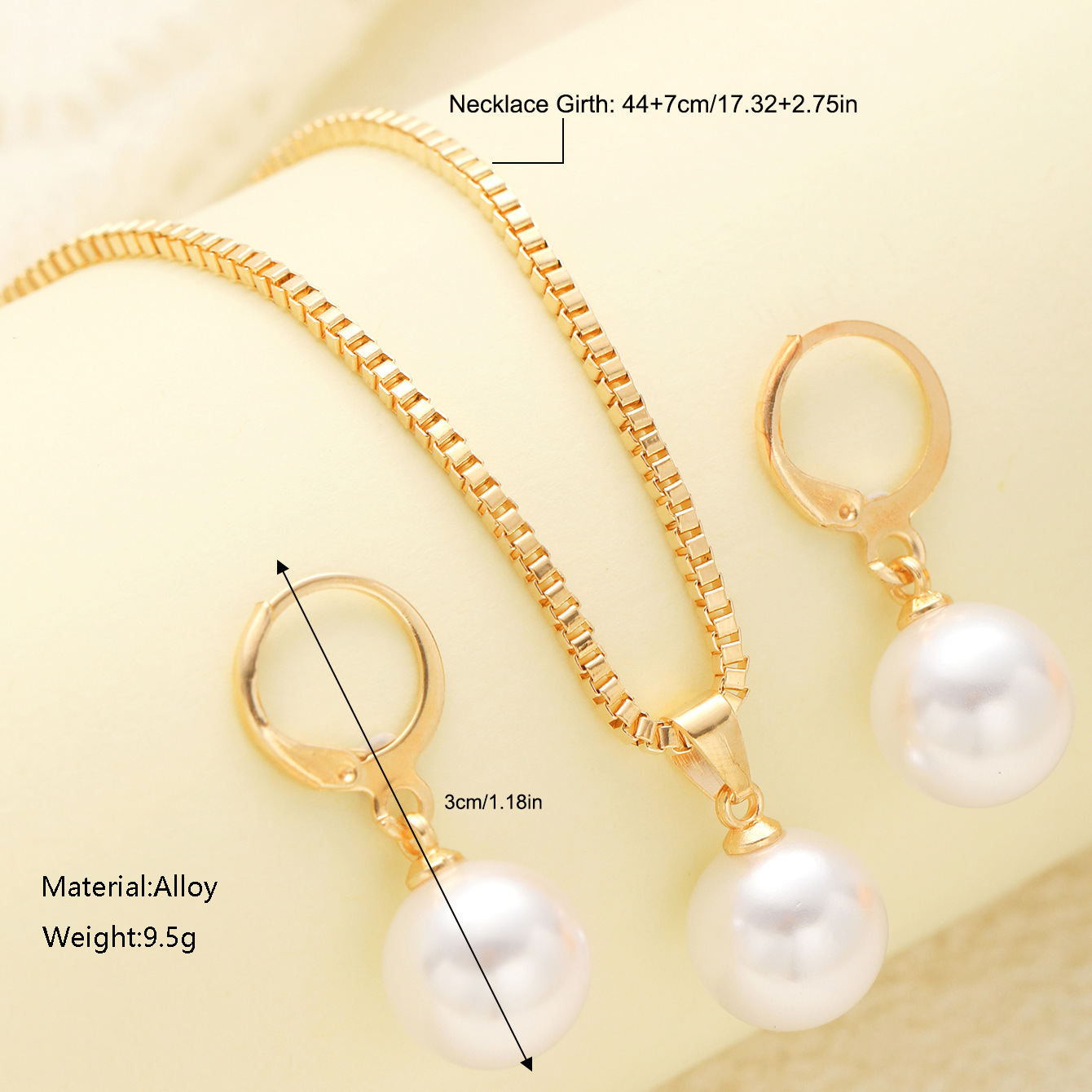 Cross-border European and American New Pendant Jewelry Necklace Temperament Design Sense Light Luxury Earrings Necklace Imitation Pearl Jewelry suit