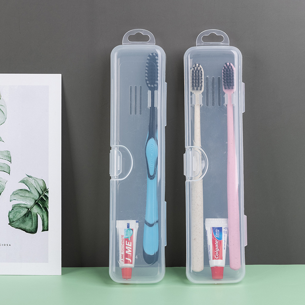 Portable wash set box with buckle toothpaste dental appliance tongue scraper box transparent PP plastic storage toothbrush box