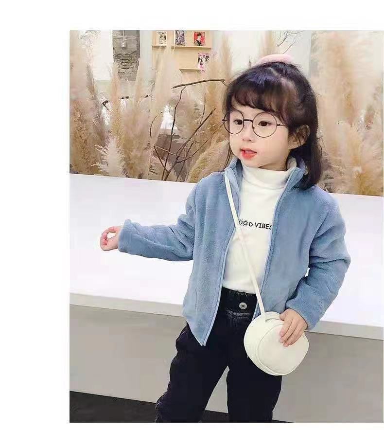 Boys and Girls warm pants children's clothing 22 new baby Western style coral fleece zipper cardigan spring coat top