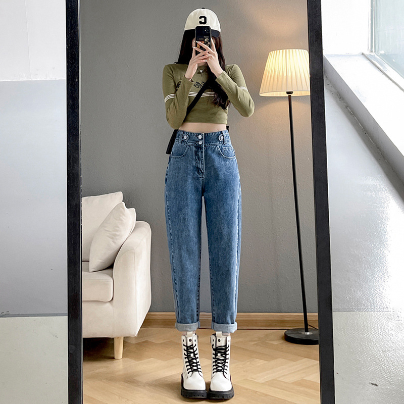 High Waist Harlan Jeans Women's Spring 2023 New Loose Slimming Cropped Pear-Shaped Figure Turnip Pants