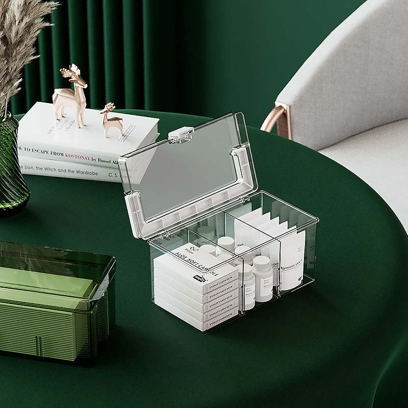 Transparent Household Medicine Box Household Small Medicine Box High-value Student Dormitory Portable Mask Medicine Storage Box