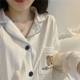 [Long Sleeve Pants] Foreign Trade ins Cross-border Korean Pajamas Women's Cardigan Sweet Simple Japanese Spring and Autumn