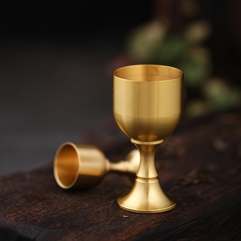 Brass Goblet Copper Cup Chinese Small Wine Glass Wine Utensils Decorative Ornaments Copper Wine Glass Souvenir Ornaments Antique