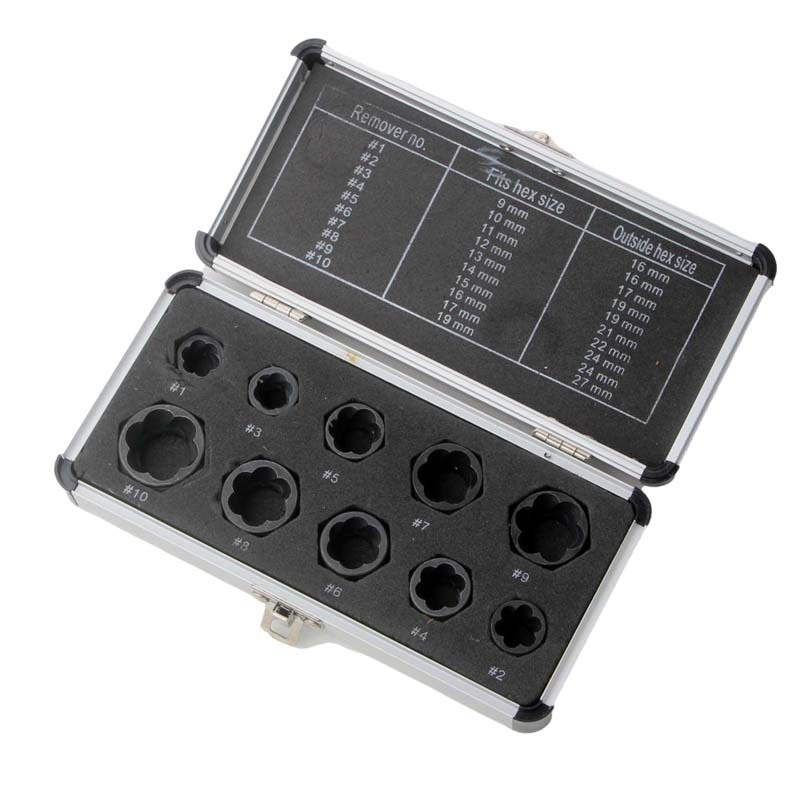 10-piece aluminum box set broken nut Bolt extraction device socket hexagon screw manufacturer broken wire extraction device