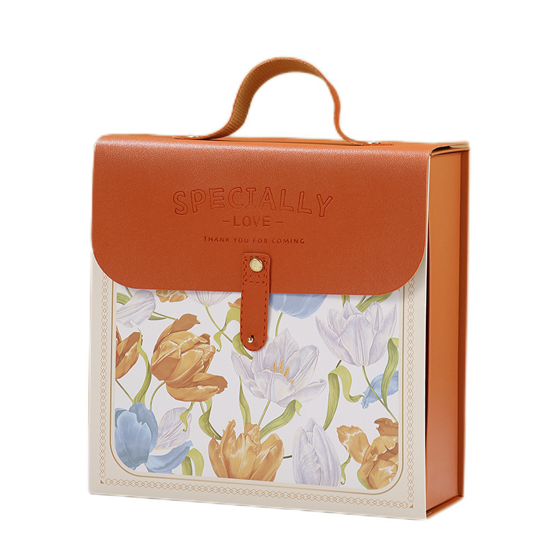 Wedding Candy Box Wedding Accompanying Gift Box Flower Fresh Leather Engagement Gift Box Jewelry Gift Packaging Box