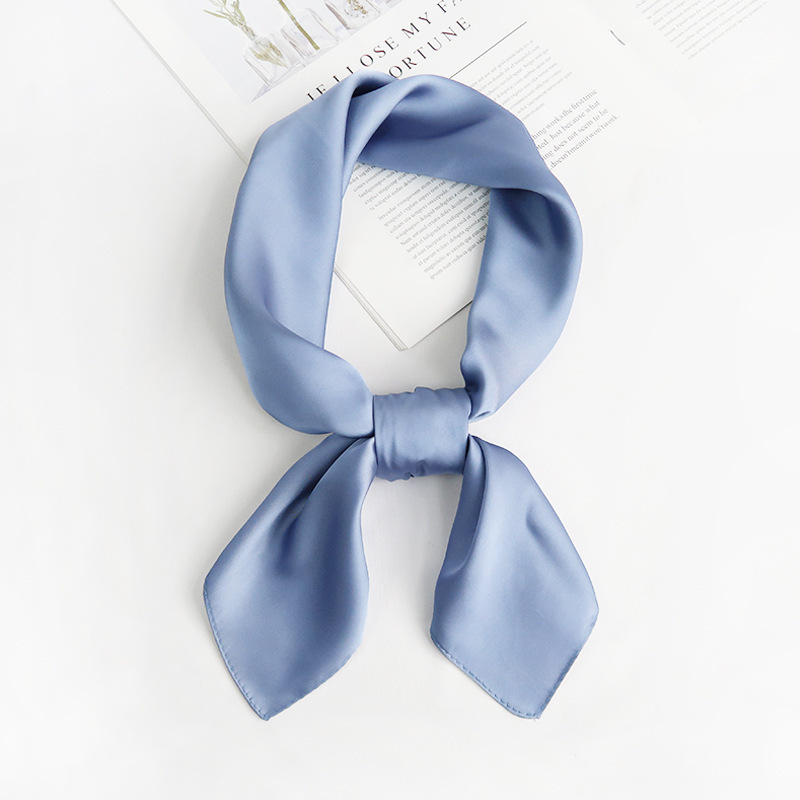 Solid Color 70 Small Square Scarf Women's Plain Color Simple All-match Spring and Summer Professional Bank Stewardess Small Scarf Hot Selling