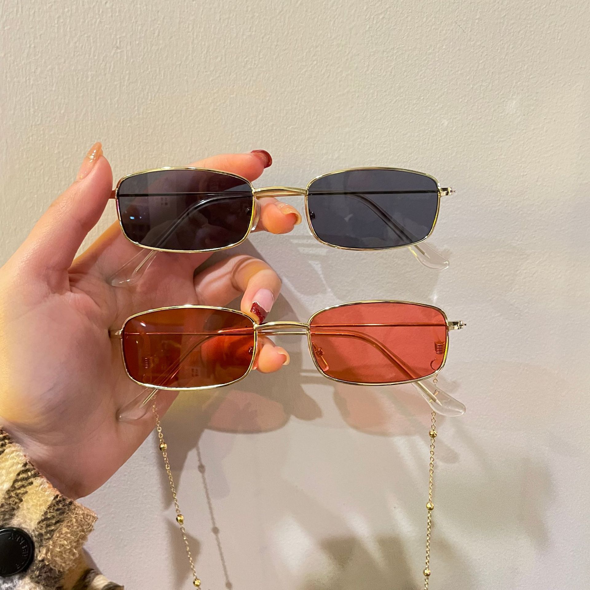Metal small square sunglasses Korean style retro sunglasses men's and women's fashion trendy sunglasses Internet celebrity retro square glasses