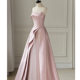 Pink Strapless Evening Dress Dress 2023 Autumn New Engagement Banquet Toast Dress Birthday Party Host Evening Dress
