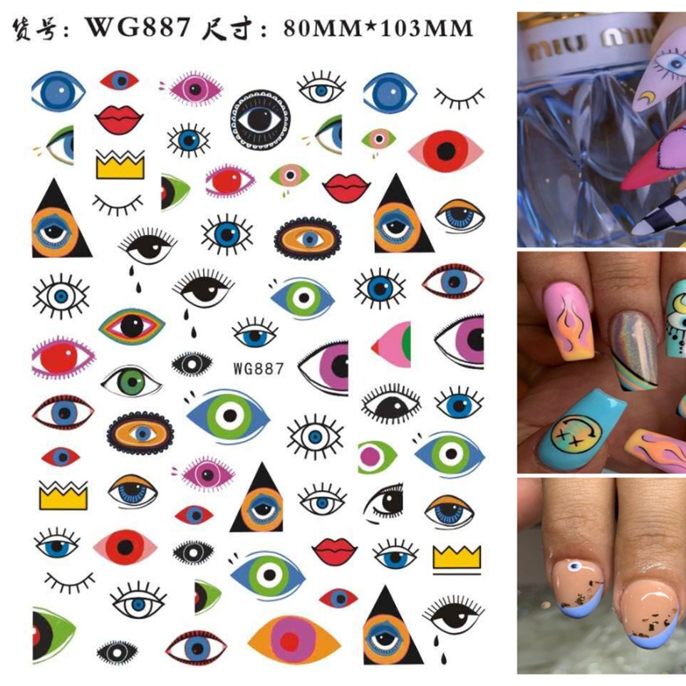 Devil's Eye Nail Art Sticker Spot Cross-border E-Commerce Blue Color Eyes Devil's Eye Nail Art Sticker