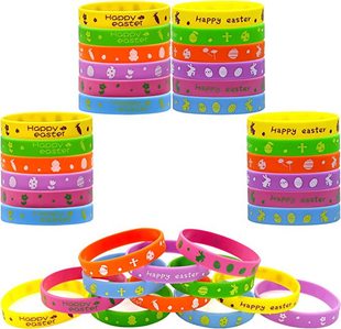 Amazon Easter Silicone Bracelet Bunny Egg Basket Holiday Party Gift Printed Rubber Wrist Band
