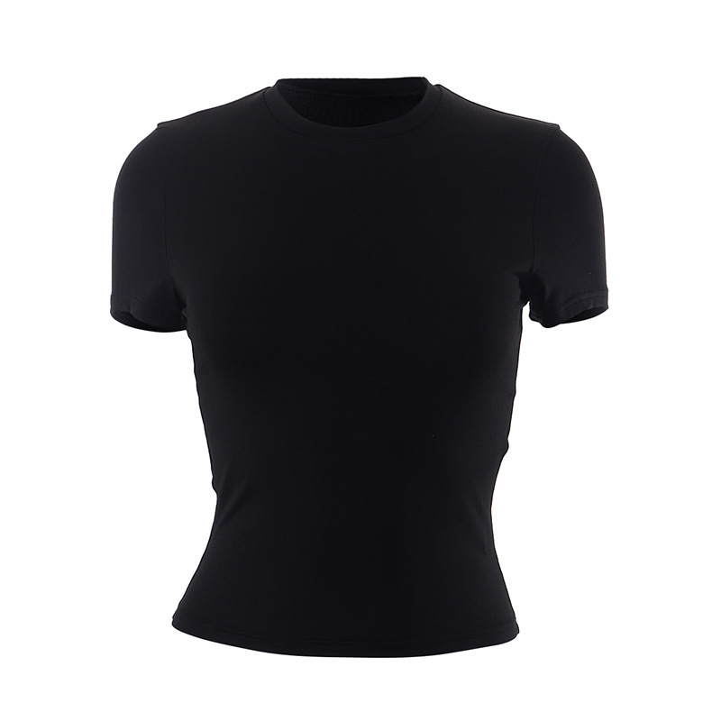 M23TP001 European and American women's spring new Amazon hot selling solid color round collar short sleeve basic T-shirt top