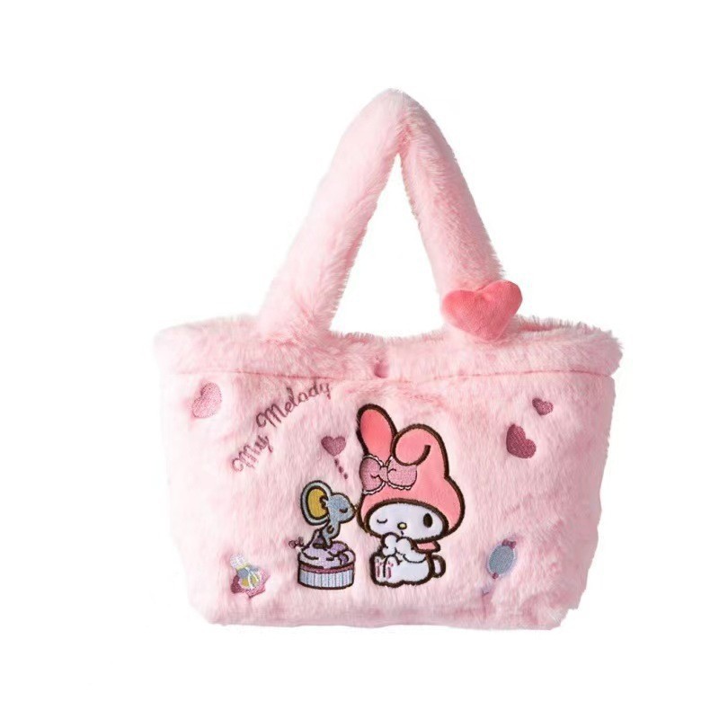 New colorful Sanrio handbag, Cinnamon dog Kurome Melody plush toy backpack, versatile model