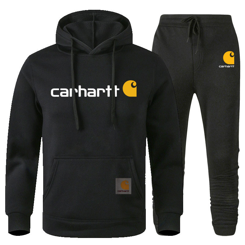 Cross-border Amazon tide brand carhartt letters mango printed sweater suit men's and women's fleece-lined hoodie wholesale