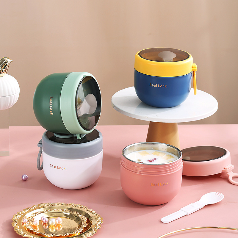 304 Stainless Steel Soup Cup Breakfast Milk Portable Soup Jar Student Work Preservation Bowl Oatmeal Cup Microwave Heating