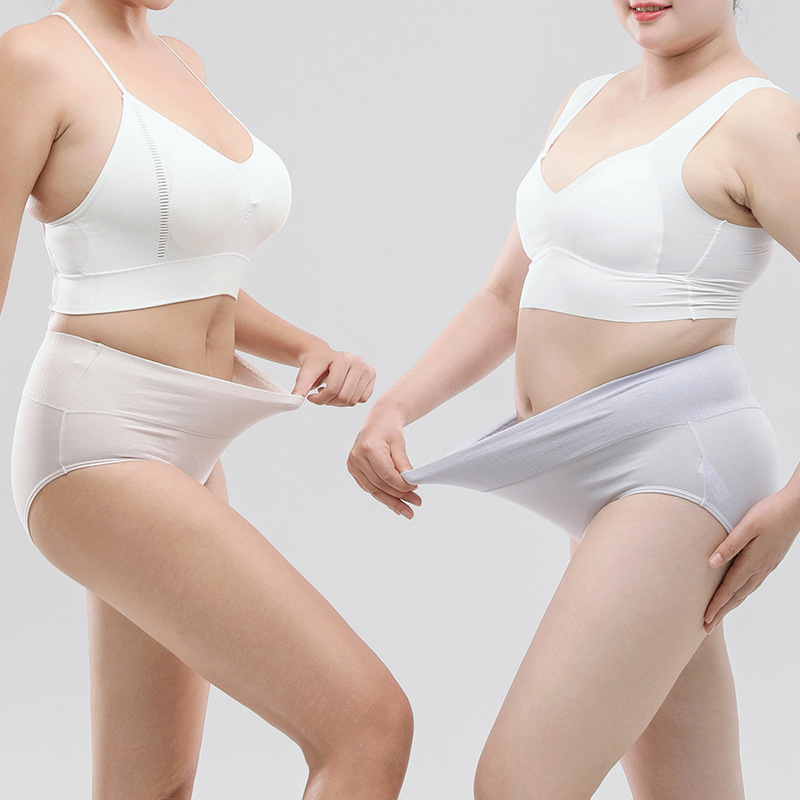 High waist women's plus size cotton seamless underwear antibacterial breathable cotton belly contracting hip women's triangle underwear