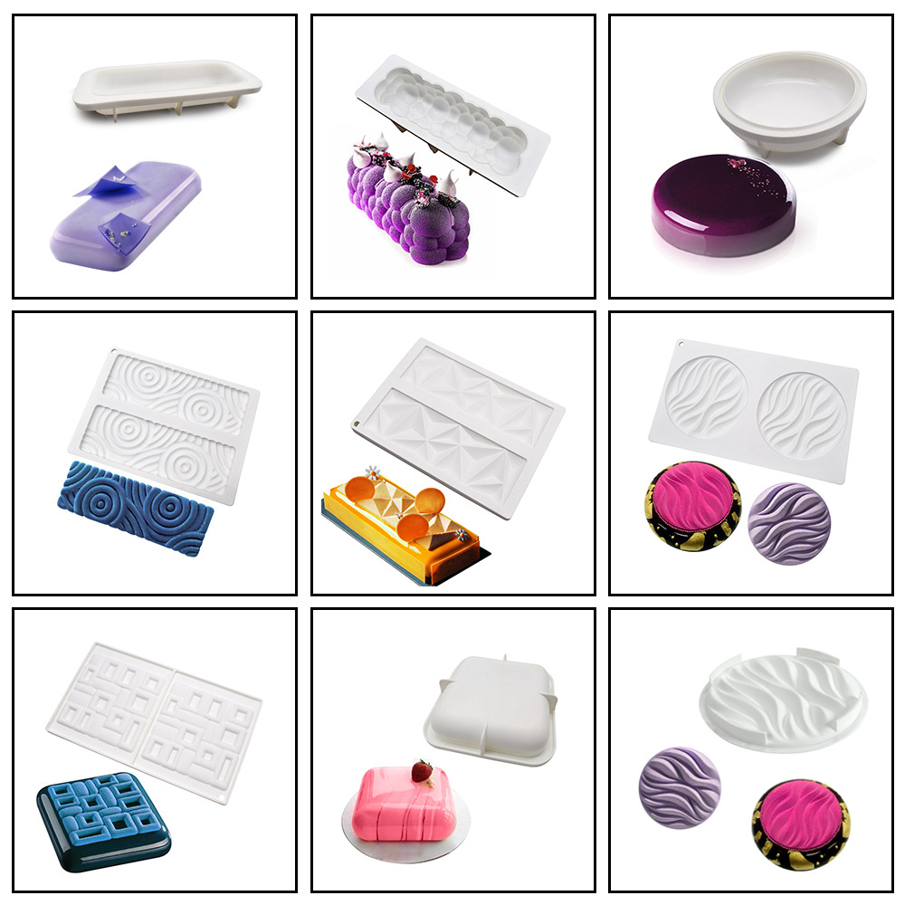 Italy same base + top decoration mousse mold three-dimensional cake silicone mold baking utensils handmade soap mold