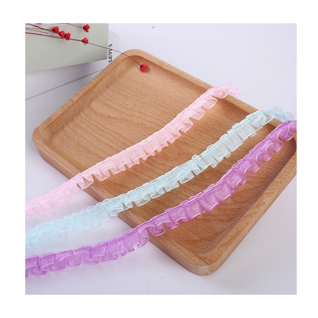 Spot 1.2cm high-grade thick edge gauze with discount lace clothing decorative small lace DIY handmade pleated lace