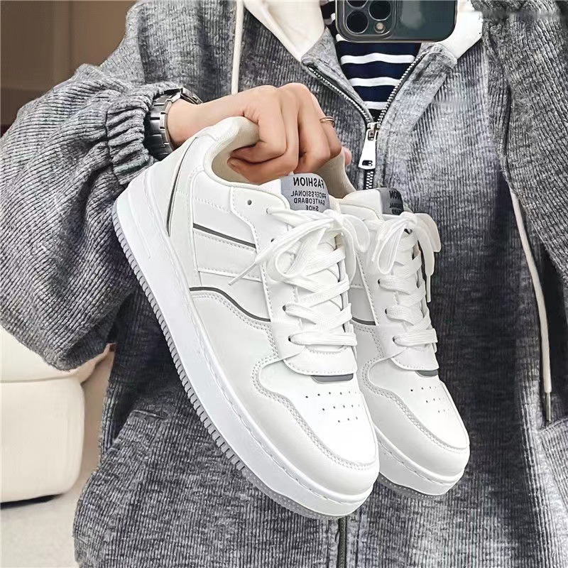 Spring and Autumn breathable Men's shoes trendy versatile youth sports casual sneakers non-slip hidden height increasing white shoes men's