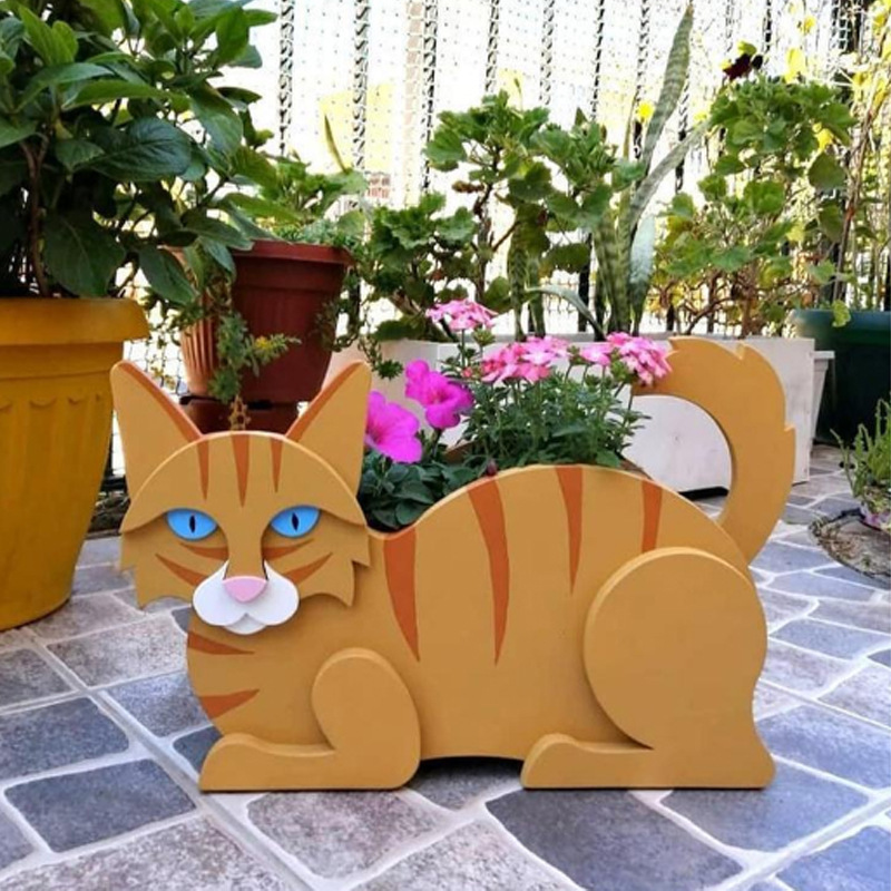 Independent Station Cross-border Animal Flower Pot Garden Art Craft Decorations Cat Flower Pot Potted Planter Wholesale