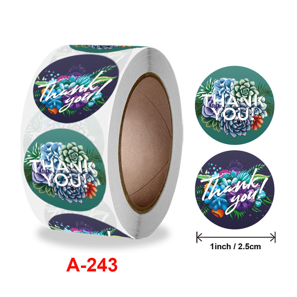 Cross-border new 1 inch non-woven roll flower thank you thank you roll seal sticker label wholesale 