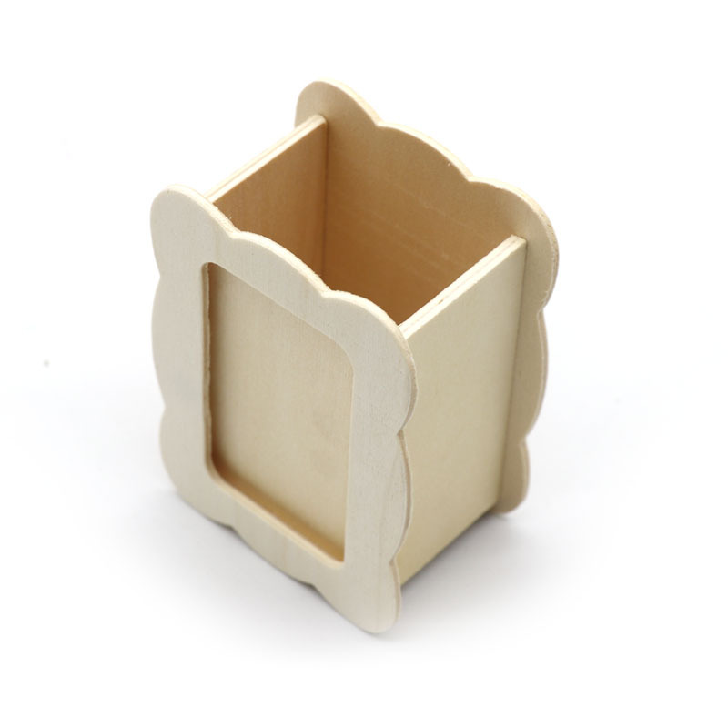 DIY Wooden Photo Frame Pen Holder White Billet Children's Painted Snowflake Mud Pearl Mud Ultra Light Clay Wooden Pen Holder Model