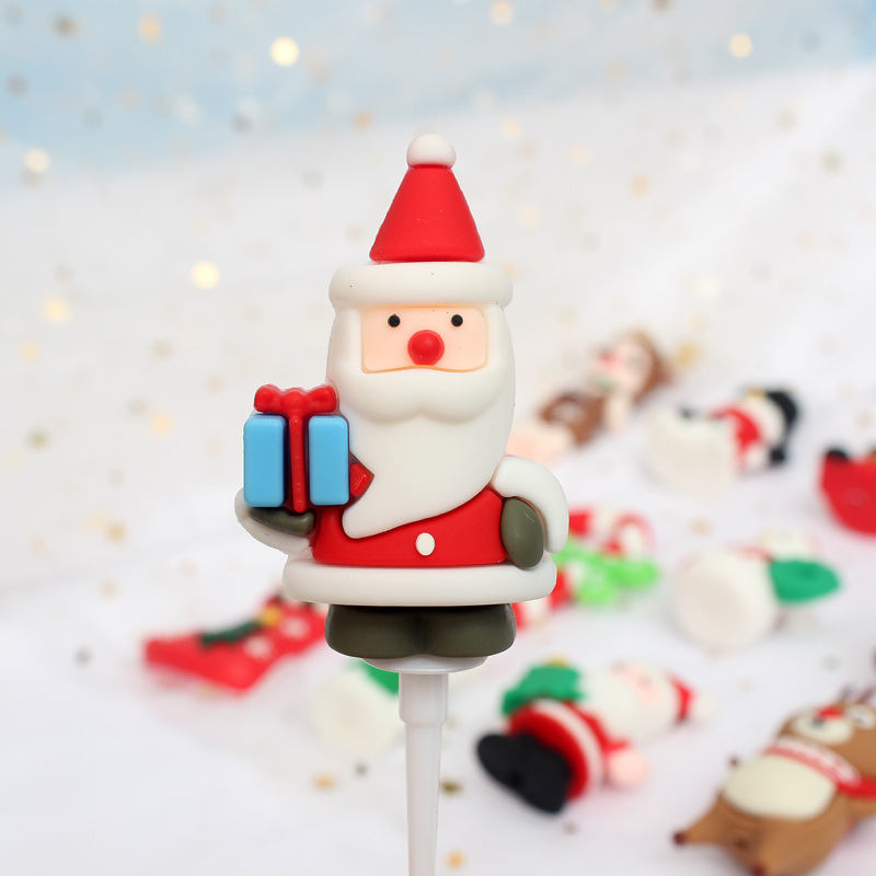 Christmas cake decoration plug-in card soft glue Christmas tree old man snowman elk Christmas decoration cake decoration