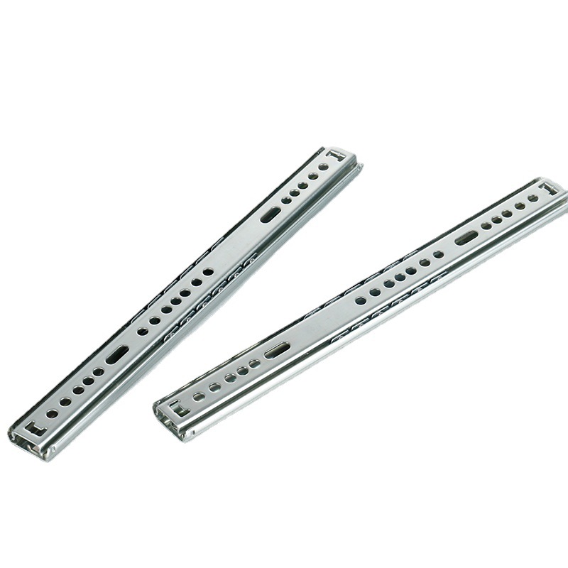 Wholesale supply two-section Silencer Smooth 27 two-way drawable drawer slide rail high quality steel ball cabinet track