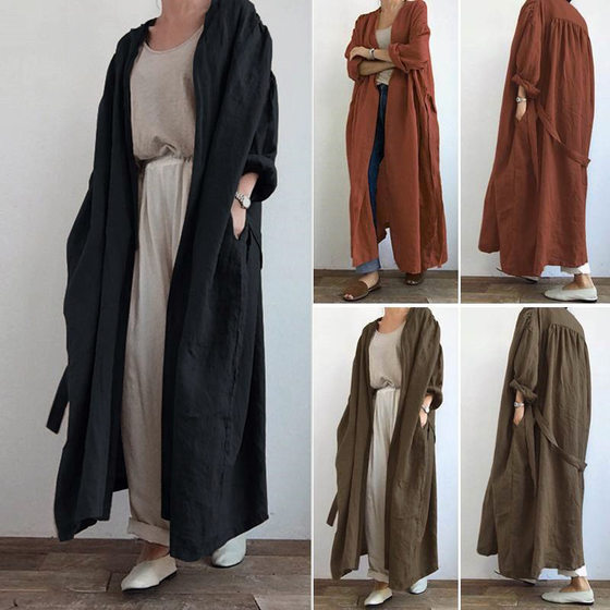 Cross-border Autumn New Casual Long-sleeved Shirt Dress All-match Long Coat Jacket