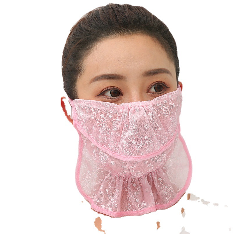 New large neck protection breathable sun protection Women's mask outdoor riding floral wind sand veil open dustproof mask