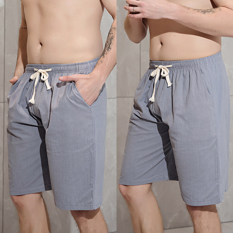 2023 Summer New Cotton and Linen Shorts Loose Spot Straight Casual Sports Drawstring Pants Micro-elastic Beach Pants