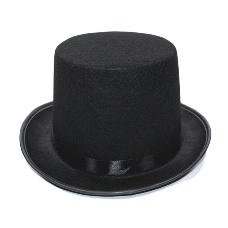 Factory spot Halloween magician hat non-woven performance gentleman High Hat Black Lincoln multi-style felt hat