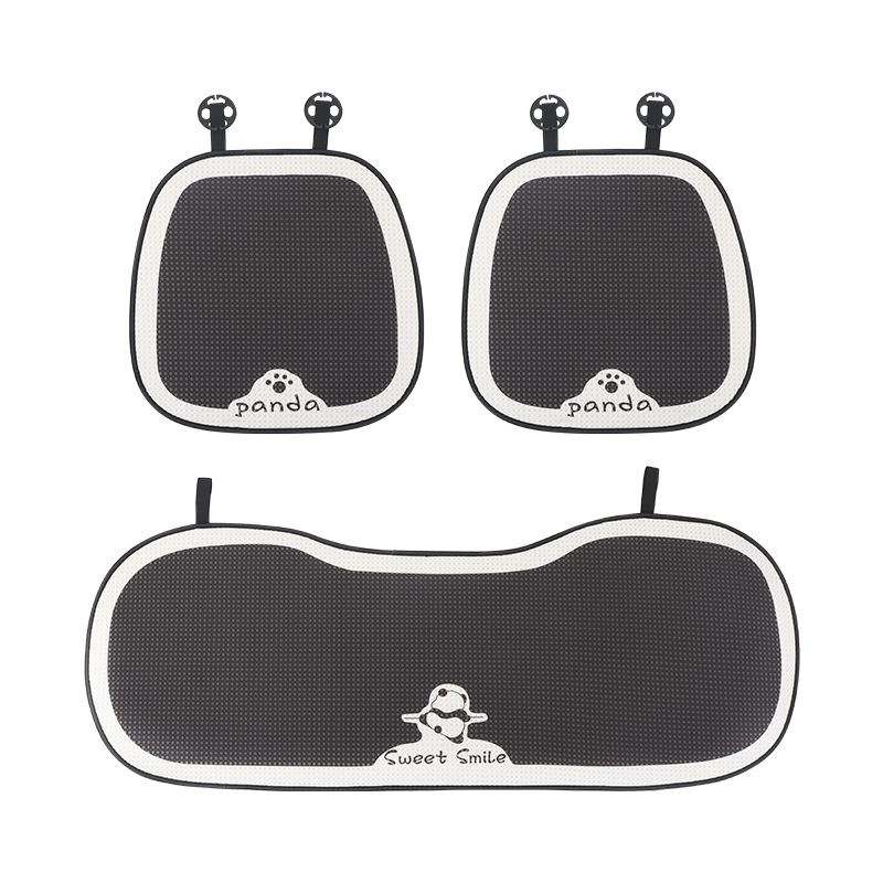 Coussin de voiture coussin frais d'été coussin de ventilation de siège de voiture universel quatre saisons pièce unique ensemble de trois pièces panda en soie glacée d'été_voghion.com