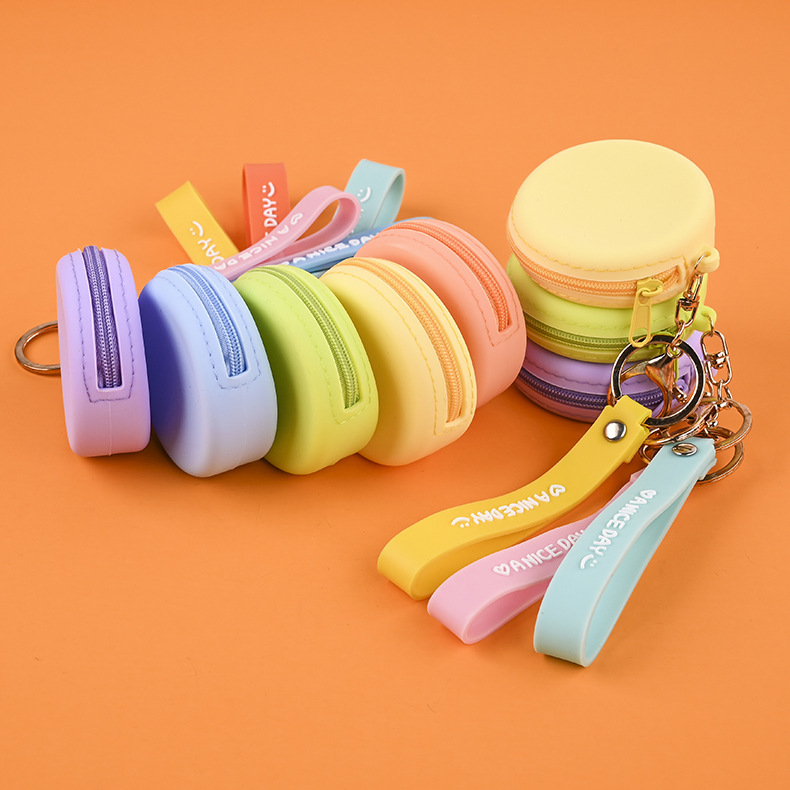 New Creative Silicone Round Solid Color Children's Change Storage Bag Children's Points Storage Bag Wrist Band Round Bag