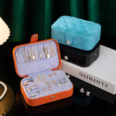 New portable jewelry box light luxury European and American style jewelry box high-end fashion high quality PU cross-border jewelry storage box