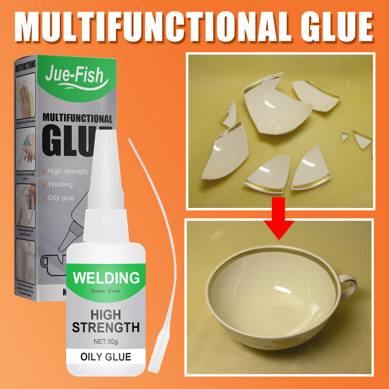 Jue-Fish multi-functional cross-border transparent glue quick-drying oily glue sticky wood glass glue ceramic masonry