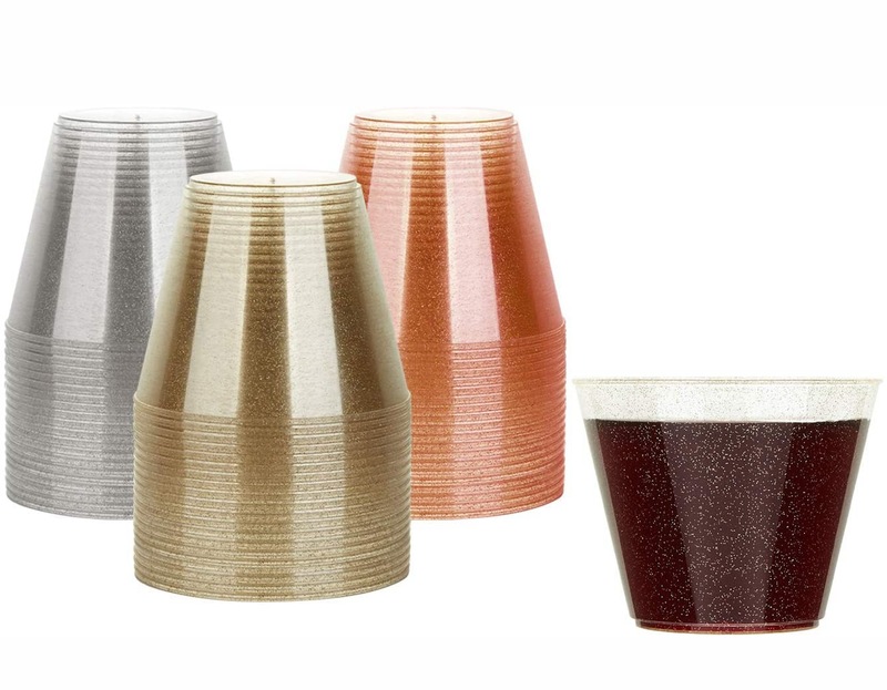 9オンスゴールドピンクプラスチックカップ使い捨てワイングラス洋食デザートカップ飲水用具カップ|undefined