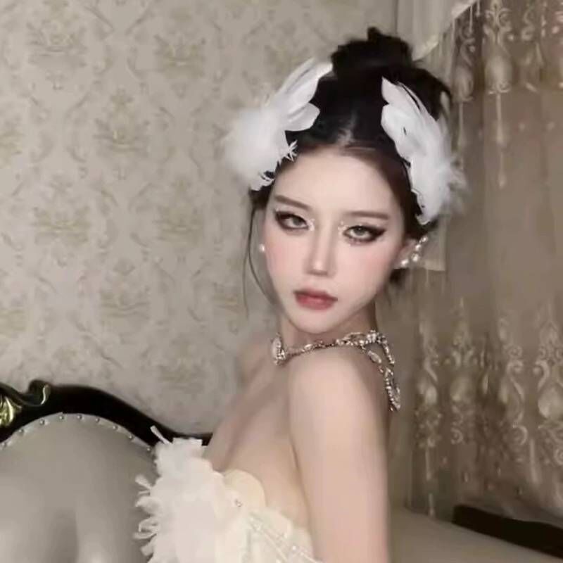 Copricapo di piume di cigno bianco, forcina per capelli da principessa, da sposa, accessori per capelli da sposa, accessori per damigella d'onore, fermaglio laterale_voghion.com